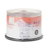 【CMC製】Lazos(ラソス) くり返し録画用 ブルーレイディスク BD-RE 25GB 50枚 ホワイトプリンタブル 片面1層 1-2倍速 L-BRE50P