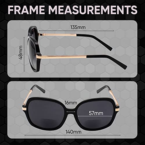 Yogo Vision Bifocal Reading Sunglasses For Women-Classic Square Uv400 Sun Protection Outdoors Readers Eyewear +2 #TOP5