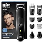 Braun All-in-One Style Kit Series 5 MGK5410, 9-in-1 Everyday Grooming Kit for Men, for Beard Trimming, Hair Clipping, Ear, Nose & More, with Ultra-Sharp Blade, Pouch, Waterproof