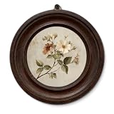 Framed Vintage Floral Round Wall Art, Botanical Prints Cottagecore Decoration