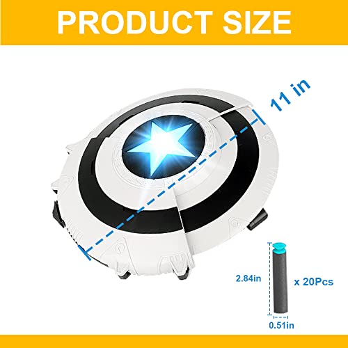 Captain America Strike Shot Shield - Toy Foam Blasters With Nerf Dart Role Play Toy With 20 Darts Pull Handle Expand Shoot Battle Game Toy Gun For Kids Boy Girl Age 6+ Years Old Birthday Gift #TOP6