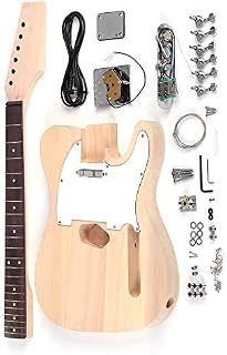 Aboodah Guitar DIY Set Tele Style Unfinished DIY Electric Guitar Kit Basswood Body