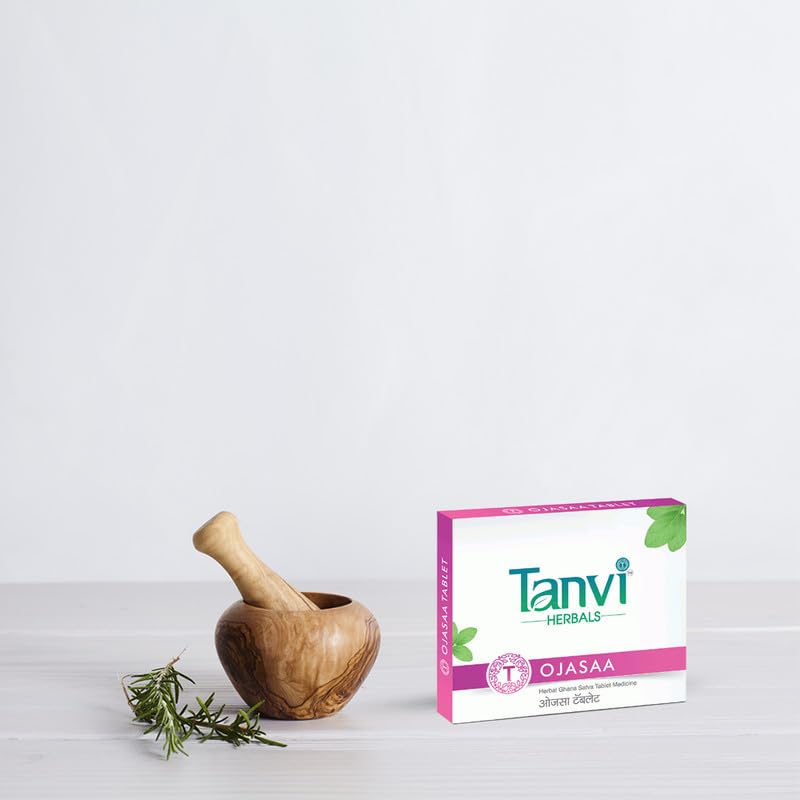 Tanvi Herbals-Tanvi Essential Unisex Ojasa Health Supplement Tablets | Herbal Ayurvedic daily wellness formulation with Brahmi and Sankapushpi for students and teenage - 6 packs. 30x6 | 180 tabs Tanvi Herbals-Tanvi Essential Unisex Ojasa Health Supplement Tablets | Herbal Ayurvedic daily wellness formulation with Brahmi and Sankapushpi for students and teenage - 6 packs. 30x6 | 180 tabs