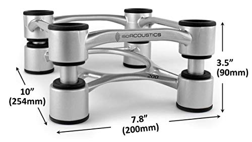 Isoacoustics Aperta Series Isolation Speaker Stands With Tilt Adjustment: Aperta200 (7.8" X 10") Silver Pair #TOP5