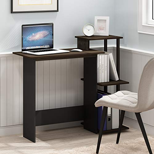 Image of Furinno EFFICIENT Desk, 28.6 inch Wide Gaming Desk with 3 Open Side Shelves, Laptop Notebook Computer Desk, Office Desk for Home Office, Study Room, Dorm, Bedroom, Columbia Walnut