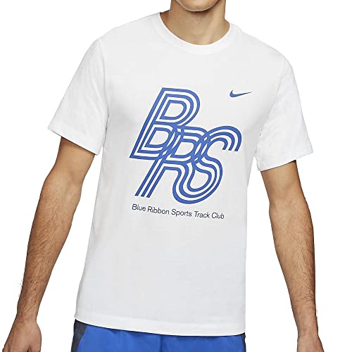 【美品】NIKE Blue Ribbon Sports Track Club Nike Men's Dri-Fit Blue Ribbon Sports T-Shirt White (Large