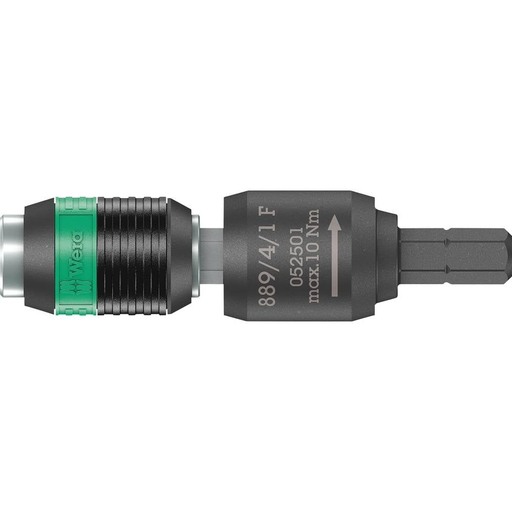 Wera 05052501001 889/4/1 F Porta-puntas Rapidaptor de giro libre para destornilladores dinamométricos con mango de pistola, 1/4" x 64 mm