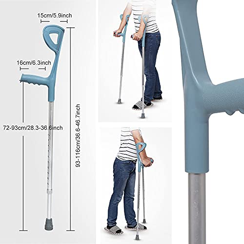Muleta médica de Aluminio para antebrazo para Adultos, muletas Ajustables para Caminar, puño Abierto, Mango ergonómico con Agarre cómodo, Gris