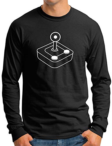 T-shirt manches longues OM3 pour homme fan de rétro gaming et jeux vidéo 8 bits en noir taille S
