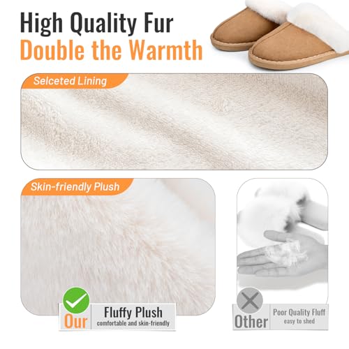 Slippers Women Gifts Ladies Fluffy:Women's Slippers Cozy Memory Foam House Mens Slippers,Fluffy Wool-Like Ladies Slippers,Plush Fleece Lined Shoes for Home Outdoor,Christmas Gifts for Women Men - Image 5