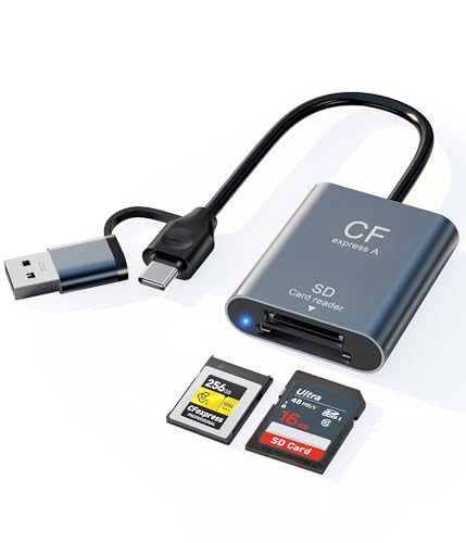 SD and CFexpress Type A Card Reader - 900MB/s Read & 800MB/s Write USB-C 3.2 Gen 2 10Gbps High-Speed Card Reader Aluminum Alloy & Dual USB-A & USB-C Ports for iPhone Android iPad Laptop & PC