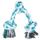 Vivifying Dog Rope Toys, 3 Knots Durable Braided Cotton Pet Chew Rope Toys for Dog Cat Puppy Teeth Cleaning(Blue)