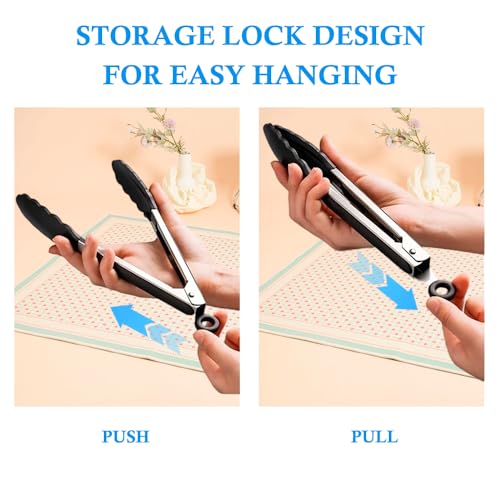 Armo® Stainless Steel Kitchen Tongs Locking Metal Food Tongs 9 INCH & 12 INCH BBQ Air Fryer Salad Pasta Kitchen Tongs Pack of 2 - Image 6