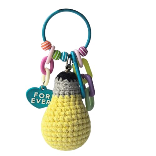 Mshion Handmade Crochet Light Bulb Keychain, Glow In The Dark