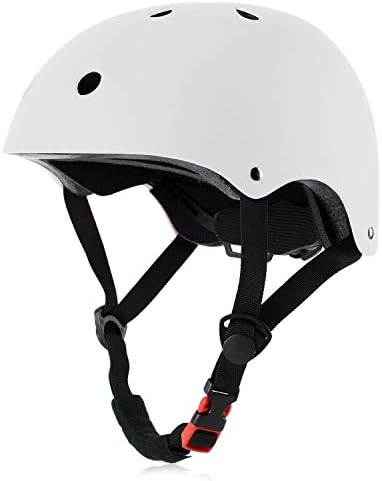 Adult Skateboard Bike Helmet for Men and Women, Lightweight Adjustable, Multi-Sport for Bicycle Skate Scooter (White, Large)