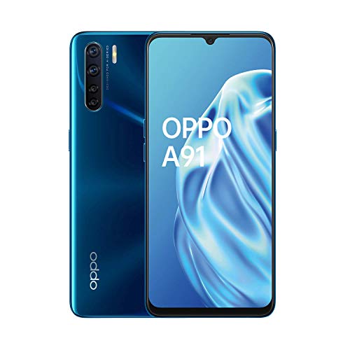 OPPO A91 Smartphone , pantalla de 6,4 pulgadas AMOLED, 4, cámaras de 128 GB ampliables, RAM 8 GB, batería de 4025 mAh, Dual SIM, 2020 [Versión italiana], azul (reacondicionado)