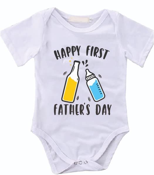 GiftmateGiftmate Happy first father's day baby romper, bodysuit, onesie, perfect for photoshoot and father's day gift (o to 3m)