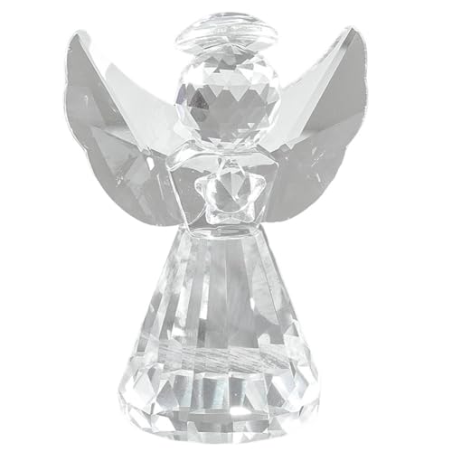 BEAMARKER Cristal Ange Gardien Statue 3 Pouces Verre Très Transparent Ange Statue Décoration Presse-Papier Décoration Mignon Art Cadeau Femme Maison Bureau...