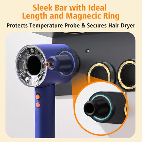 Wall Mount Holder Compatible for Dyson Hair Dryer Supersonic Nural Airwrap Hair Styler, Upgraded 2in1 Dyson Airwrap Holder Dyson Hair Dryer Holder for 5 Dyson Hair Dryer Attachments Chorten Nyima