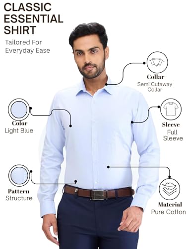Image of Park Avenue Men Pure Cotton Slim Fit Structure Pattern Semi Cutaway Collar Formal Shirt