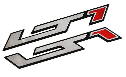 Image of Pair New LT1 Emblems 3D Badge Left and Right Engine Hood Badge Decal Replacement for Corvette C4 C7 ZR1 (Chrome Red)