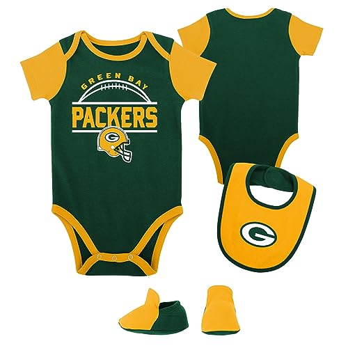 Outerstuff Newborn & Infant Green/Gold Green Bay Packers Home Field Advantage Three-Piece Bodysuit, Bib & Booties Set