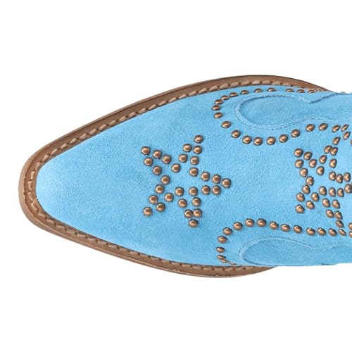 Dingo Womens Seein' Stars Suede Leather Snip Toe Casual Boots Ankle Mid Heel 2-3" - Blue - Size 6 M angle 4