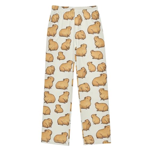 Boys' Pants Brown Capybara Long Bottoms Jogger Pants Elastic Waist Trousers with Pockets S-XL