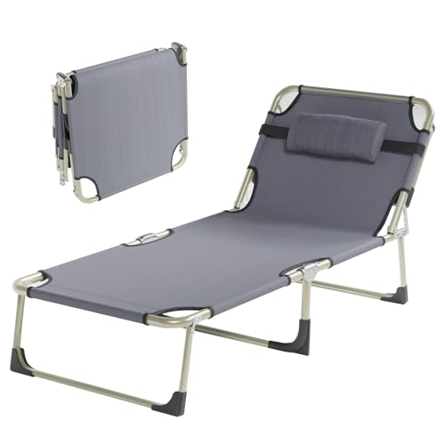 EDWINENE Campingbett Feldbett Klappbar Bis 300kg, Campingliege Faltbar für Erwachsene Outdoor Indoor Garten Camping Reisen (194 x 75cm, Grau)