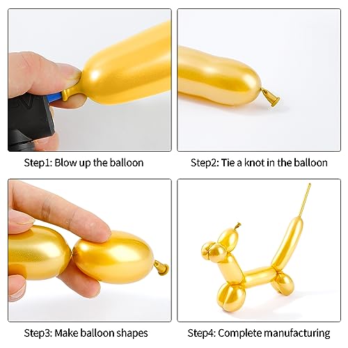 Image of 100Pcs Gold 260 Balloons, Long Balloon for Tying Balloon Arch, Latex Animal Long Skinny Twisty Magic Balloon Twisting Kit for Thanksgiving Halloween Christmas Valentines Day Party Decorations Supplies