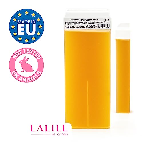 LALILL Honig Wachspatronen 100ml x 6 - Roll on Wax - Wirksames Enthaarungswachs - Warm- Wachspatrone mit natürlichen Zutaten, Depilation, Körper, Gesicht, Beine, Roller, breit