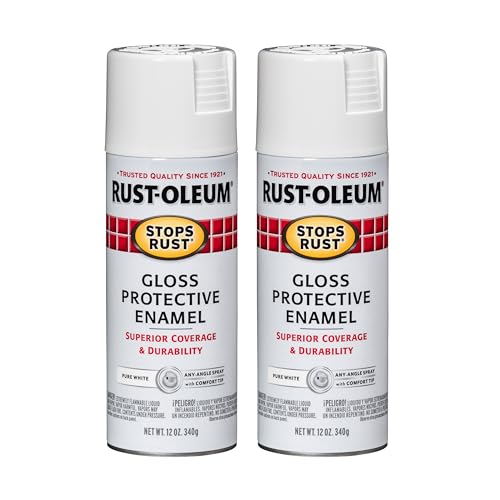 Image of Rust-Oleum 250702 Stops Rust Spray Paint, 12 oz, Gloss Pure White, 2 Pack