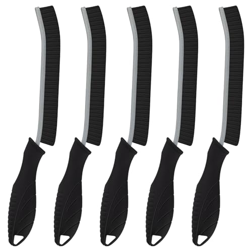 Cleaning Brush, 5 Pcs Hard Bristle Crevice Cleaning Brush, Grout Brush, Scrub Brush for Tile Grout Crevice, Gap Cleaning Tools for Bathroom Kitchen Toilet Window Track (5, Black)