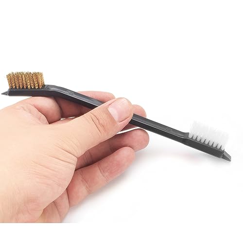 Image of 15 Pcs Double-Ended Gun Cleaning Brushes Brass Phosphorous Copper Steel Nylon Plastic Bristle (Brass & White Nylon Brushes)