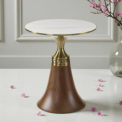 Image of The Attic Verona Marble Top End Table, Honey & Gold