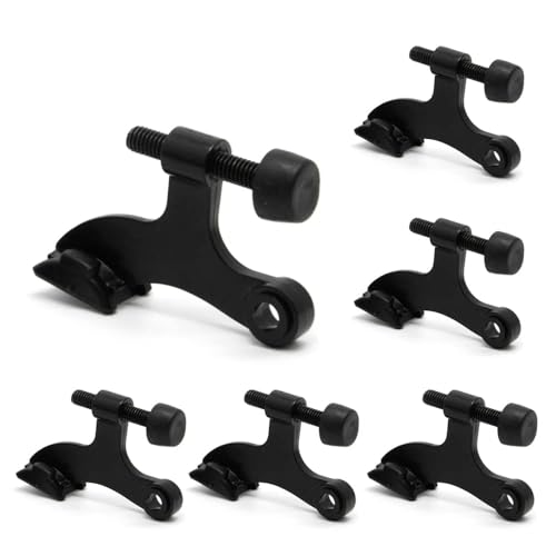 6 Pack Hinge Pin Black Door Stopper, Adjustable Heavy Duty Hinge Pin Door Stop with Black Rubber Bumper Tips