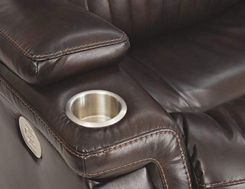 Signature Design By Ashley Team Time Modern Faux Leather Power Reclining Sofa With Adjustable Headrest, Dark Brown #TOP7
