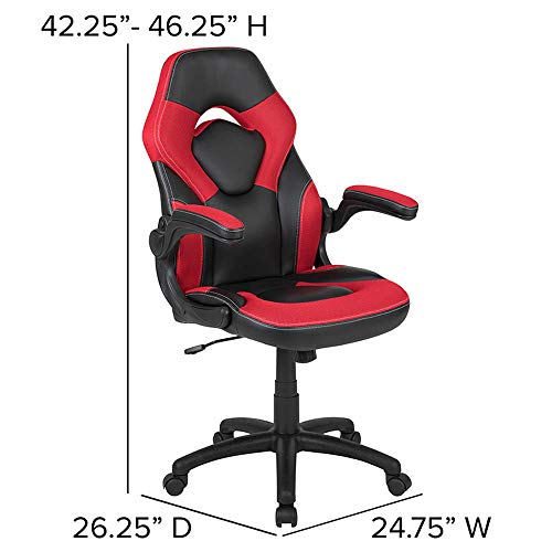 Flash Furniture X10 Gaming Chair Racing Office Ergonomic Computer Pc Adjustable Swivel Chair With Flip-Up Arms, Red/Black Leathersoft #TOP2
