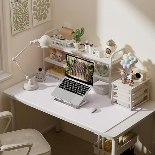 Image of Aothia Faux Leather Desk Mat - Large Mouse Pad, Non-Slip PU Leather Blotter, Waterproof Writing Surface for Office and Home (Pale Lavender White, 47.2 inch x 23.6 inch)