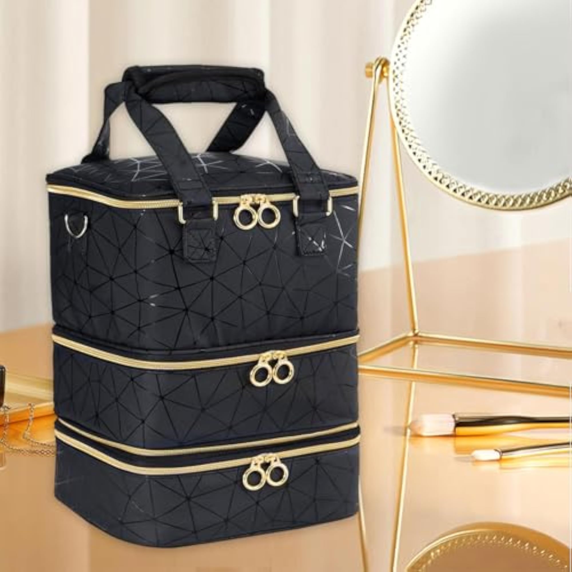 3 Tier Nail Polish Carrying Case Bag for Manicure Tools