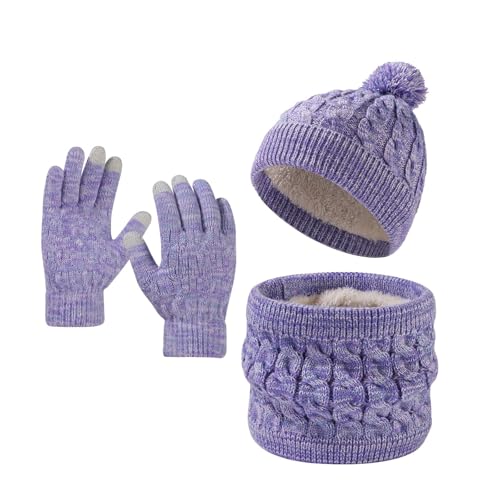 Ensemble bonnet écharpe gants enfant tricoté chaud pour fille et garçon 7 ans
