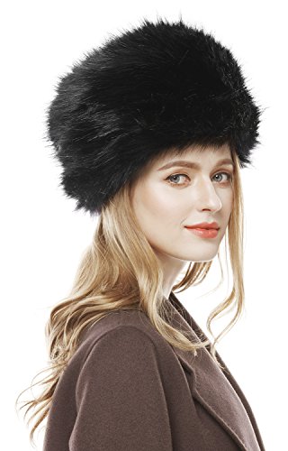 Lovful Winter Women Faux Fur Russian Cossack Style Hat Winter Wrap Hat,Black,One Size #TOP4