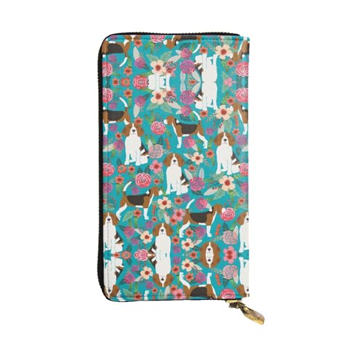 Portefeuille long en cuir Vintage Dog noir imprimé tendance