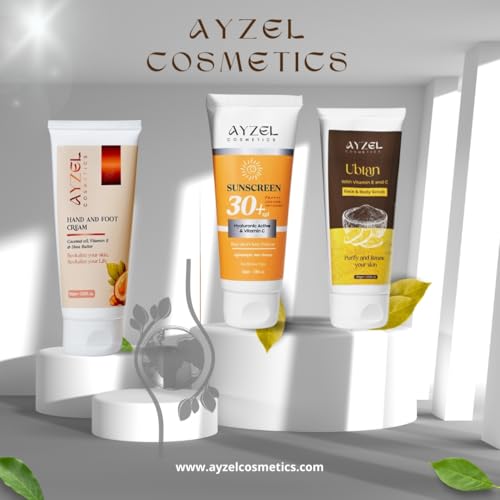 Image of Premium Skincare Kit |Sunscreen SPF 30+ (50g) , Hand and Foot cream (100g) & Face & Body Scrub (100g) Removes Dead Skin & Impurities | Brightening Skincare Daily Routine For Women & Men All Skin Types (Set of 3)