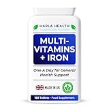Multivitamins with Iron – 180 Vegetarian Tablets (6-Month Supply) | Daily Energy, Immune Support & Overall Wellbeing for Men & Women | UK Made, GMP Certified