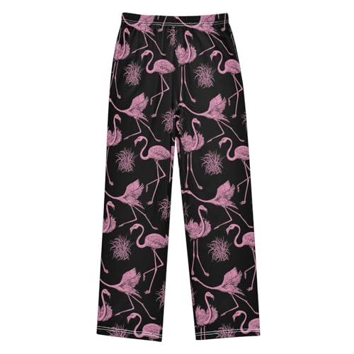 ZZXXB Pink Flamingo Boys Long Pants Soft Trousers Elastic Waist Kids Lounge Bottoms with Pockets S-XL