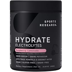 Sports Research® Hydrate Jars - Sugar-Free & Naturally Flavored with Vitamins, Minerals, and Coconut Water - Supports Hydration - Raspberry Lemonade