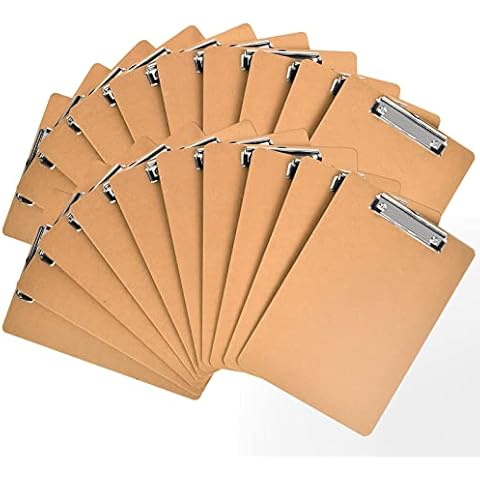 Happyhapi Clipboards 20 Pack Hardboard Office Clipboards Bulk, Clip Boards Standard A4 Letter Size (9 x 12.5 Inches) with Low Profile Clip Wood Clipboards for Office, School, Hospital Supplies Cover