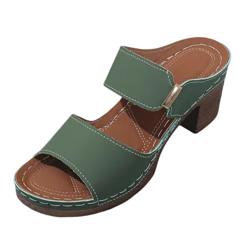 Chunky Heels Sandals for Women Open Toe Platform Sandals Comfortable Dressy Summer Casual Walking Sandal Orthopedic Slip on Outdoor Shoes Buckle Ankle Strap Shoe