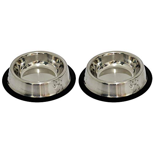 Kit 2 Potes Comedouro e Bebedouro Em Inox Anti Derrapante 240 ml Patas Relevo Mini